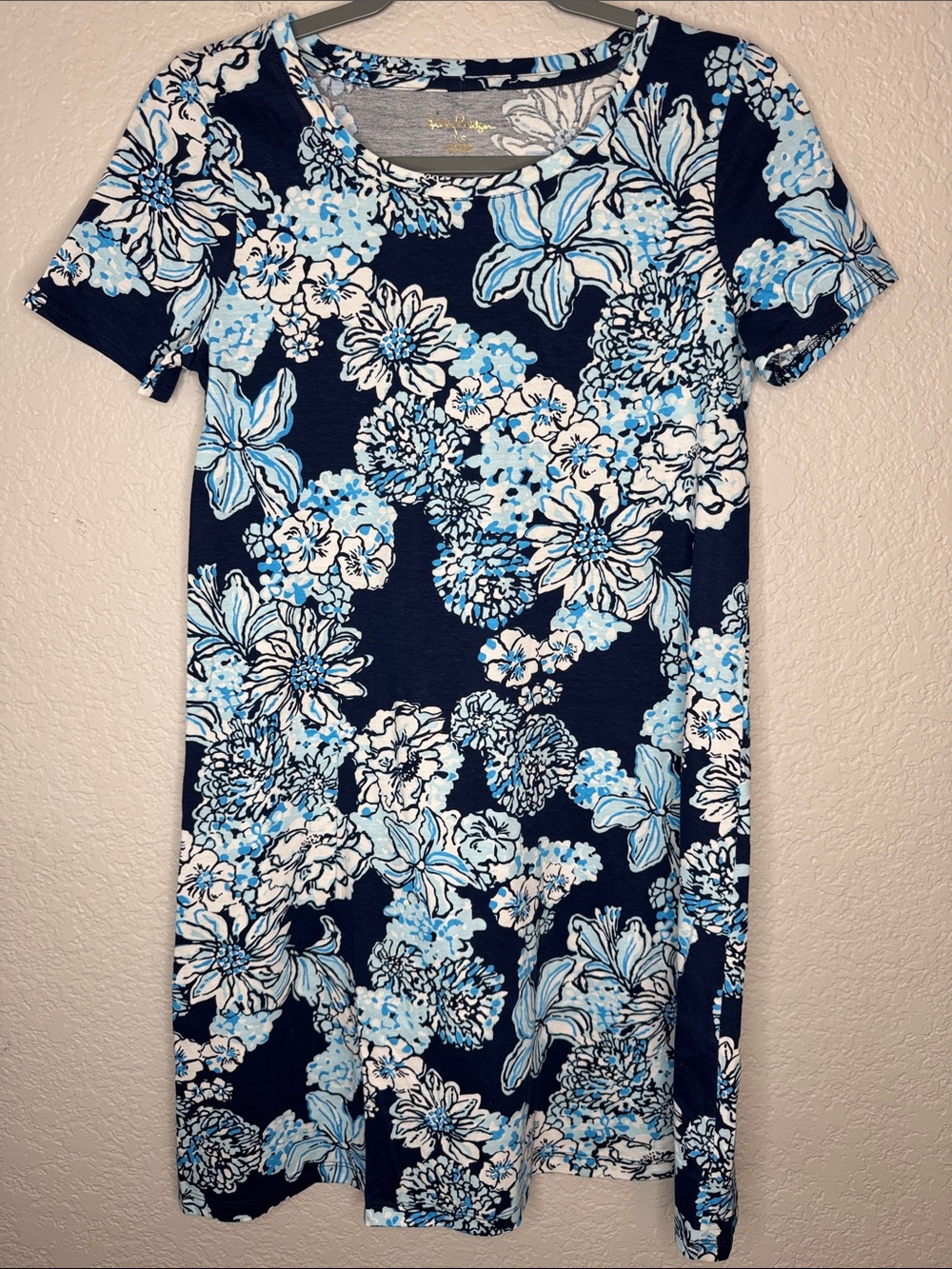 Lilly Pulitzer Cody Dress Low Tide Navy Bouquet All Day XS Cotton Shift Floral - Picture 2 of 6